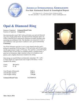 9.70 ctw Opal and Diamond Ring - 14KT White Gold