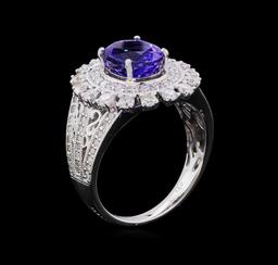 14KT White Gold 2.71 ctw Tanzanite and Diamond Ring