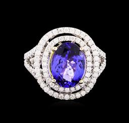 14KT Two-Tone 4.50 ctw Tanzanite and Diamond Ring