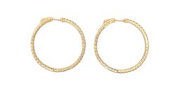 2.50 ctw Diamond Hoop Earrings - 14KT Yellow Gold