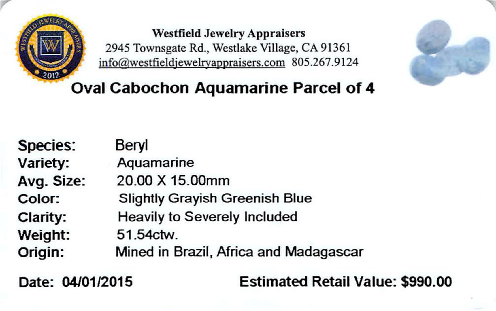 51.54 ctw Oval Cabochon Aquamarine Parcel