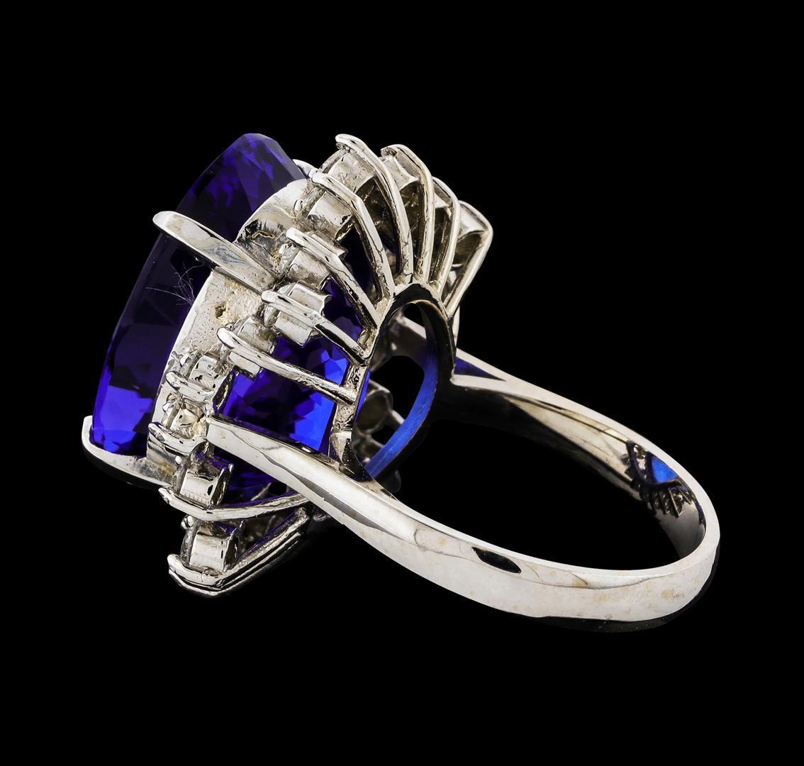 GIA Cert 22.45 ctw Tanzanite and Diamond Ring - 14KT White Gold