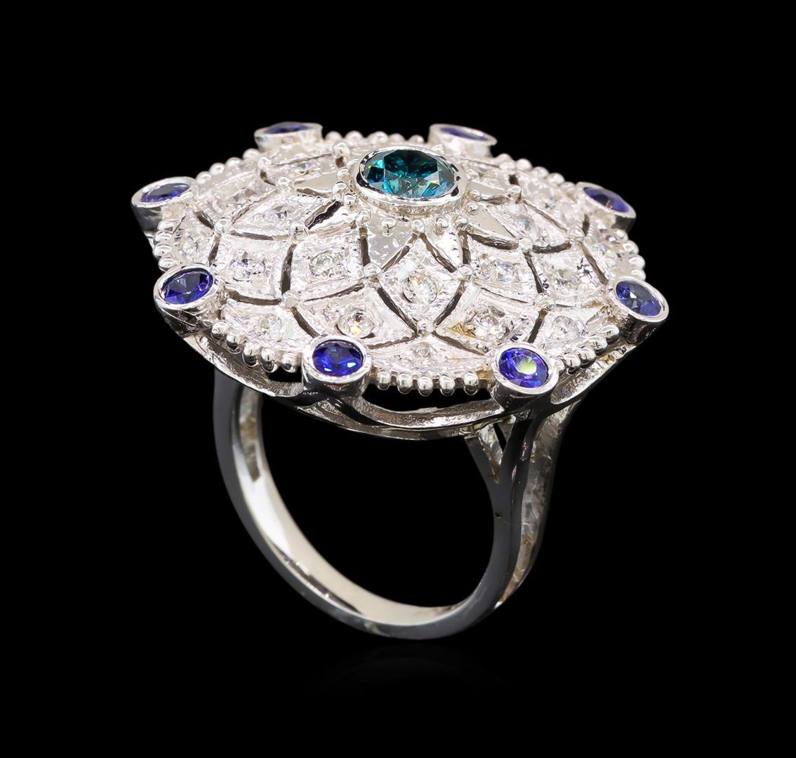 14KT White Gold 0.56 ctw Tanzanite and Diamond Ring