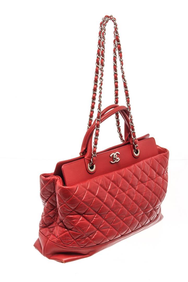 Chanel Red Quilted Lambskin CC Chain 2 Way Shoulder Bag