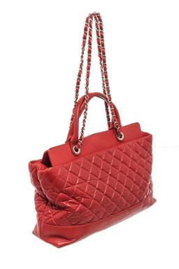 Chanel Red Quilted Lambskin CC Chain 2 Way Shoulder Bag