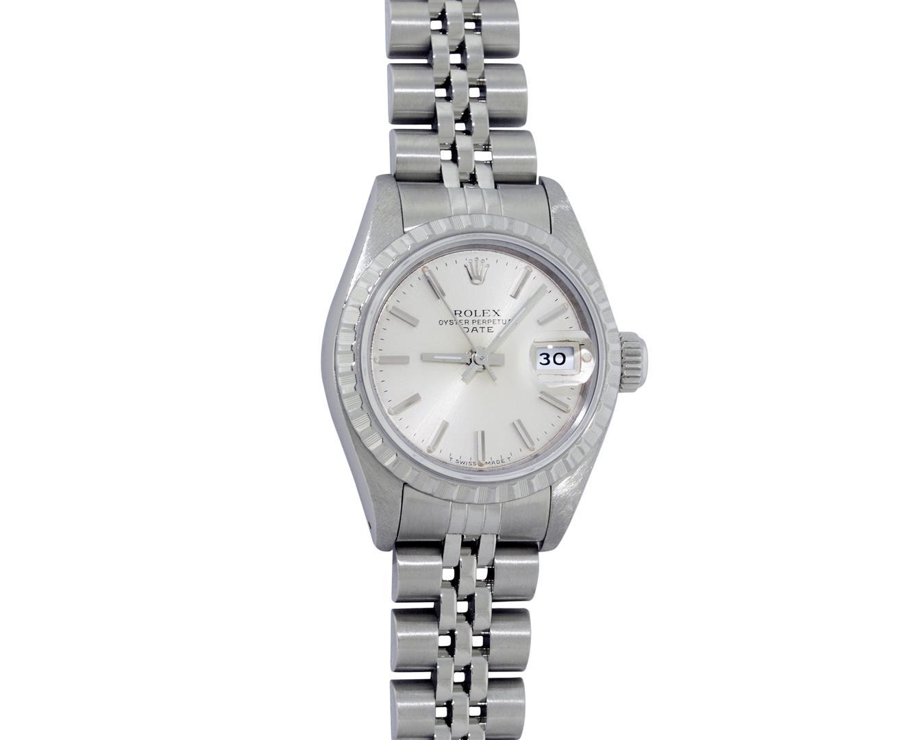 Rolex Ladies Stainless Steel Silver Index 26MM Quickset Datejust Wristwatch