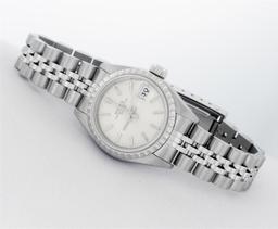 Rolex Ladies Stainless Steel Silver Index 26MM Quickset Datejust Wristwatch