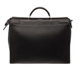 Fendi Black Leather Peekaboo Medium Tote Bag