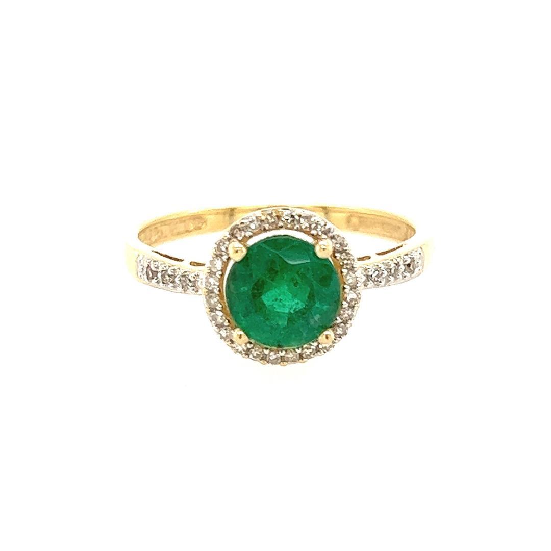 1.17 ctw Emerald & Diamond Ring - 14KT White Gold