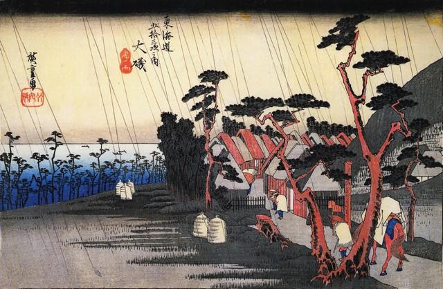 Hiroshige Rain on a Town by the Coast