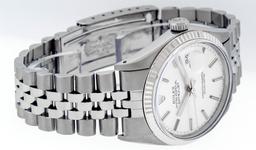 Rolex Mens Stainless Steel 36MM Silver Index Datejust Wristwatch