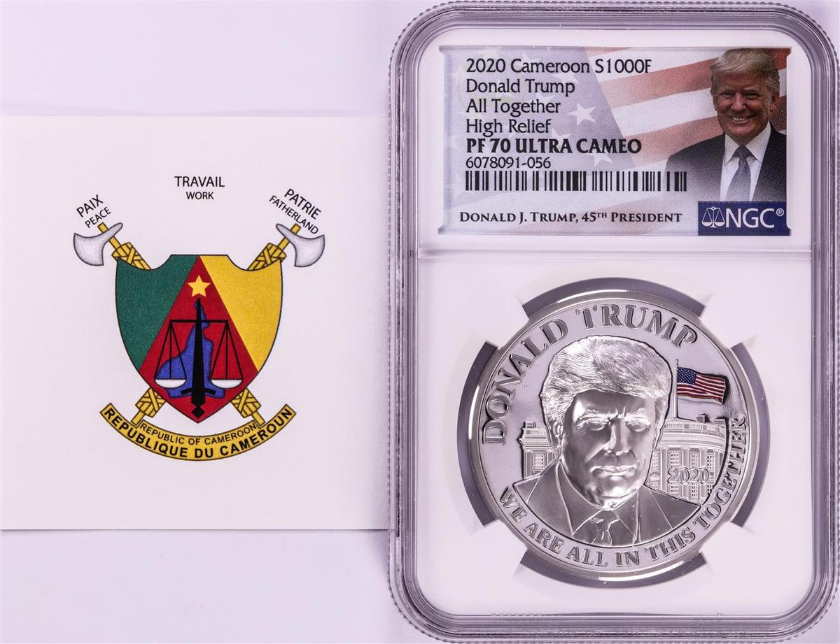 2020 Cameroon S1000F Donald Trump All Together High Relief PF 70 Ultra Cameo 1oz