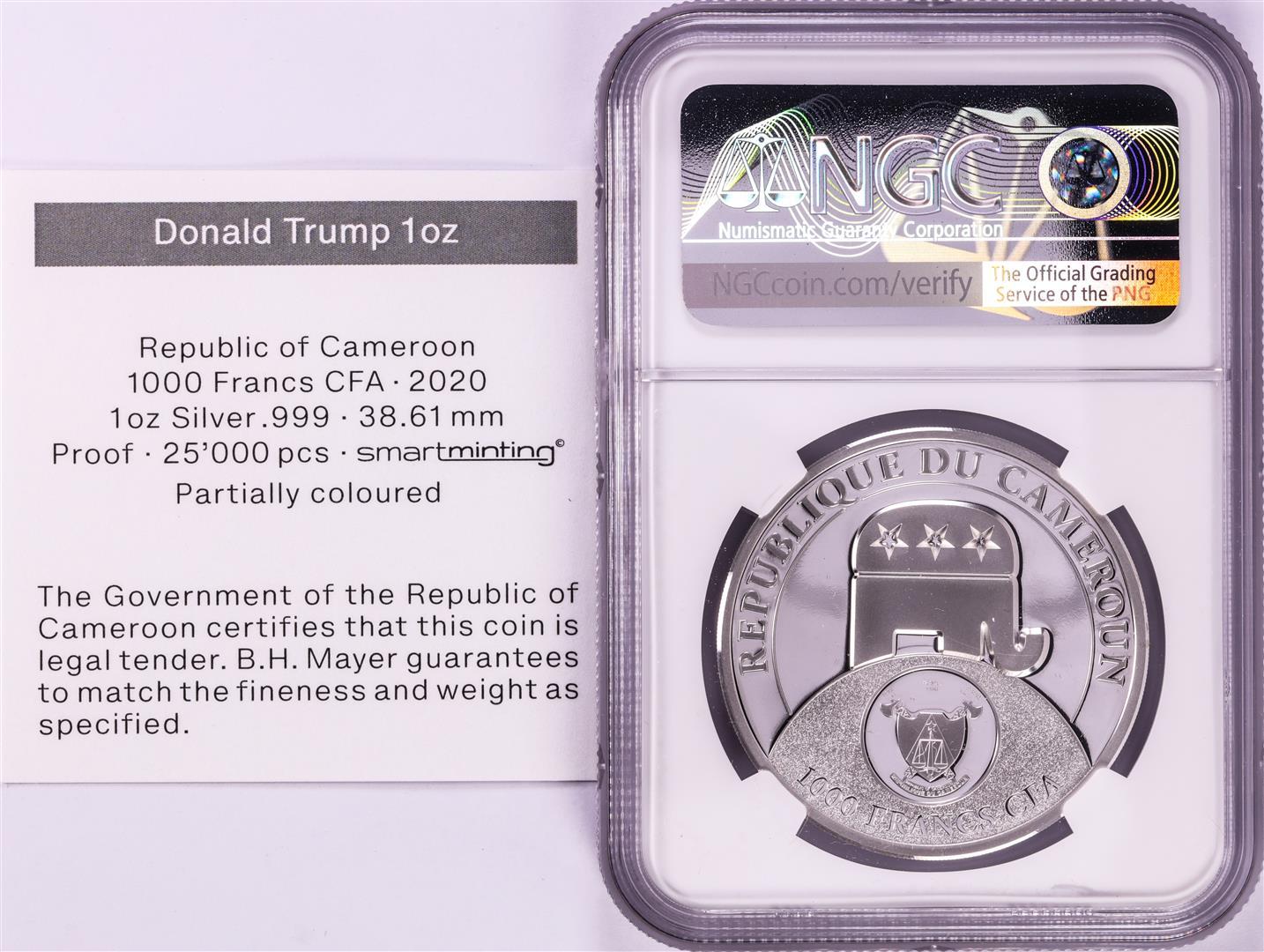 2020 Cameroon S1000F Donald Trump All Together High Relief PF 70 Ultra Cameo 1oz