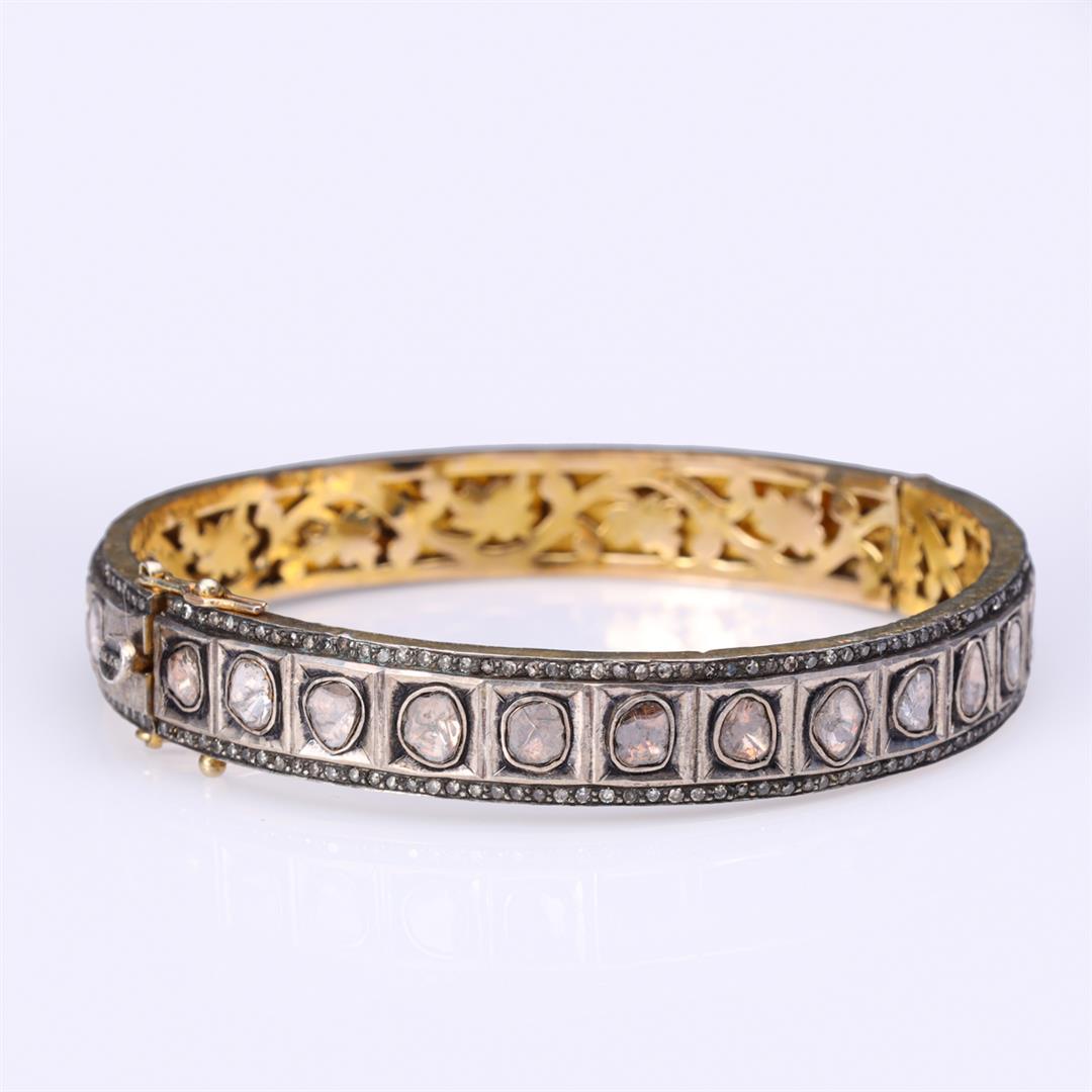 Vintage Indian Gold Topped Silver & Diamond Bangle