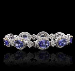 14KT Two-Tone Gold 25.74 ctw Tanzanite and Diamond Bracelet