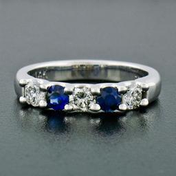 New 14K Gold .89 ctw Round Brilliant Diamond Sapphire U Setting Wedding Band Rin