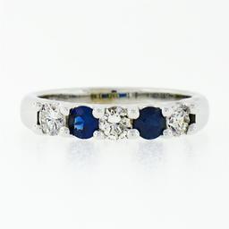 New 14K Gold .89 ctw Round Brilliant Diamond Sapphire U Setting Wedding Band Rin