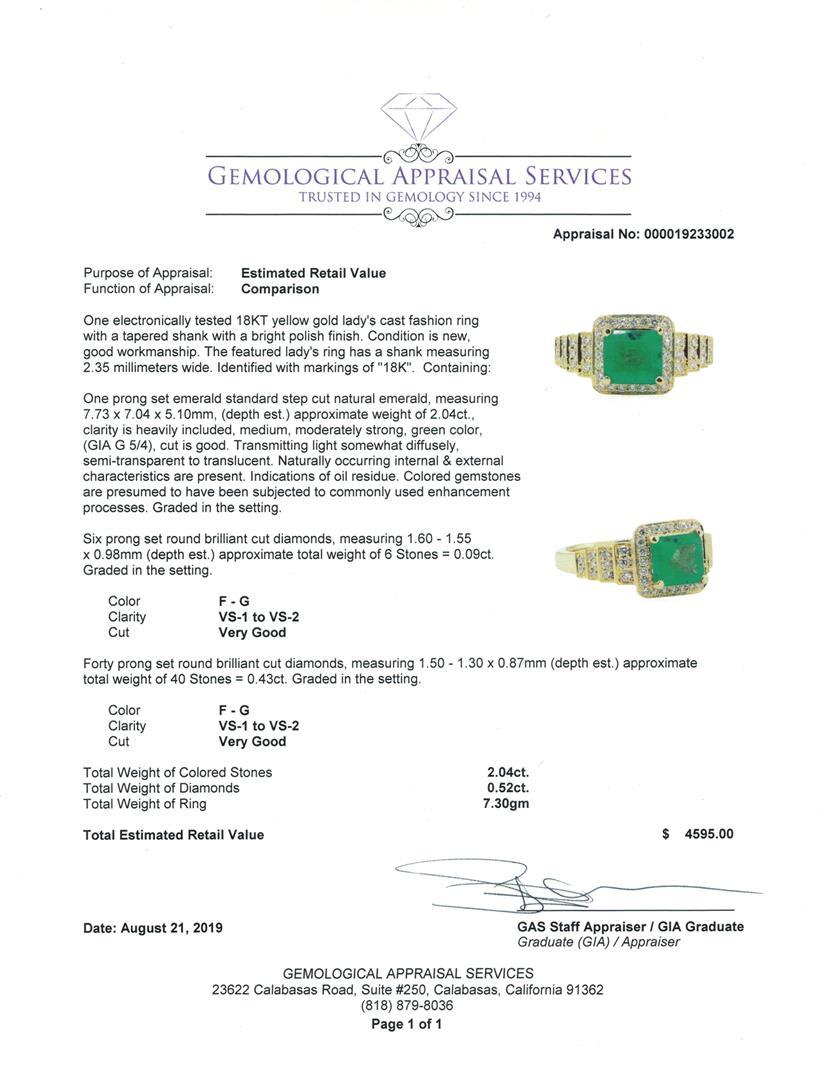 2.56 ctw Emerald and Diamond Ring - 18KT Yellow Gold