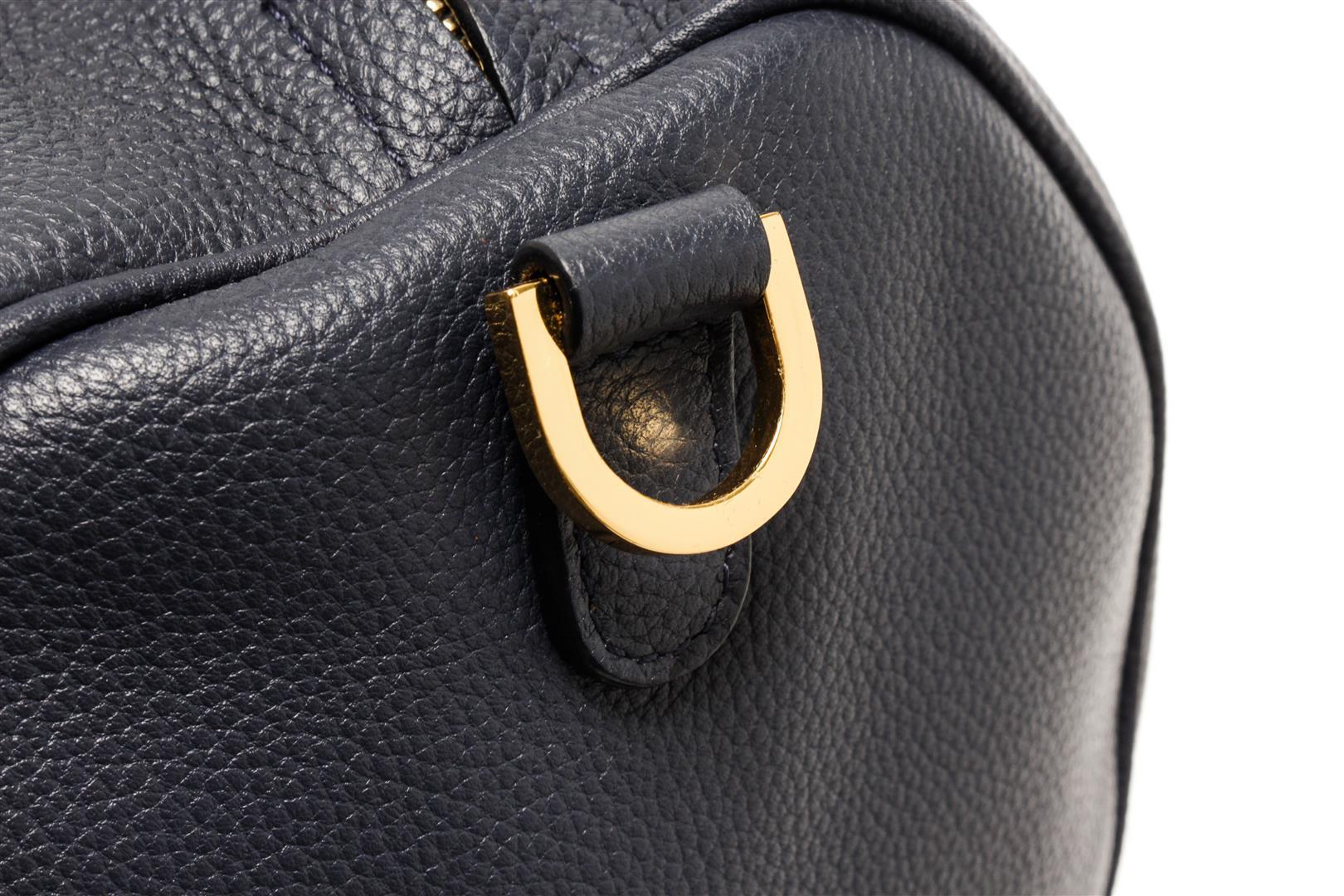 Mansur Gavriel Navy Blue Lambskin Leather Mini Duffle Crossbody Bag