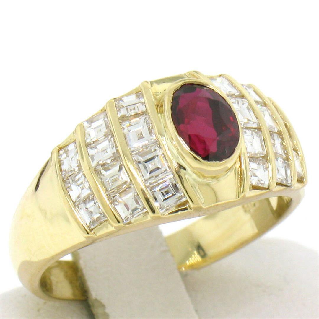 Estate 18k Yellow Gold 1.75 ctw Ruby and Diamond Wide Band Ring