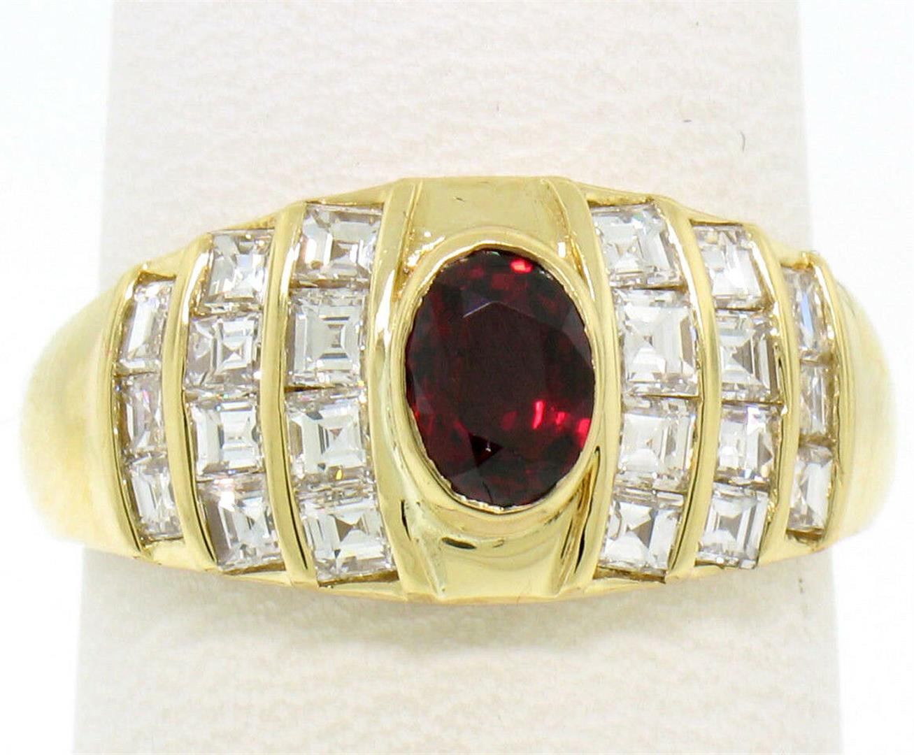 Estate 18k Yellow Gold 1.75 ctw Ruby and Diamond Wide Band Ring