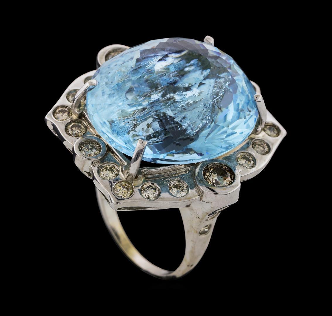 32.63 ctw Aquamarine and Diamond Ring - 14KT White Gold