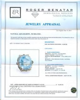 32.63 ctw Aquamarine and Diamond Ring - 14KT White Gold