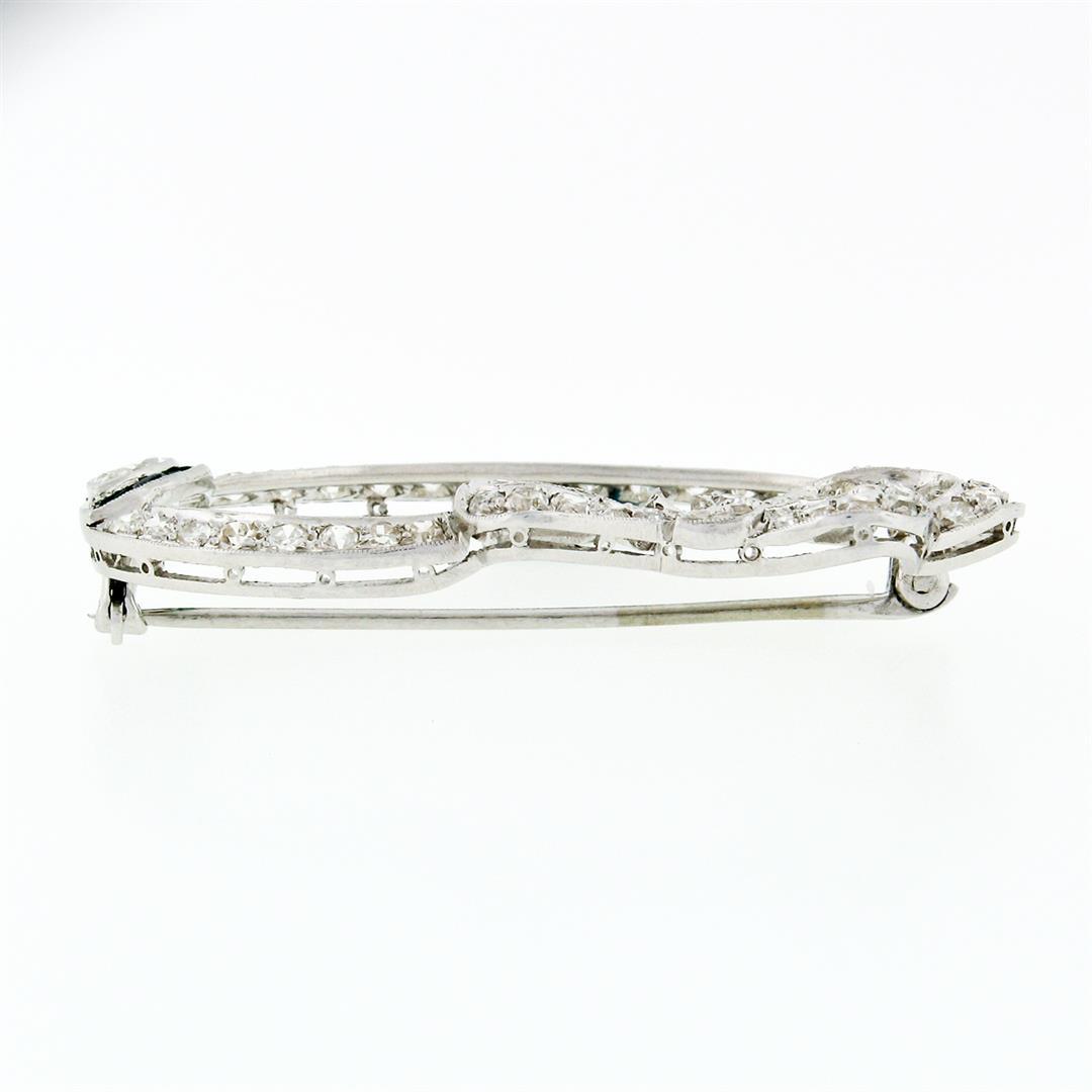 Antique Art Deco Platinum European Marquise Diamond Ribbon Bow Wreath Brooch Pin