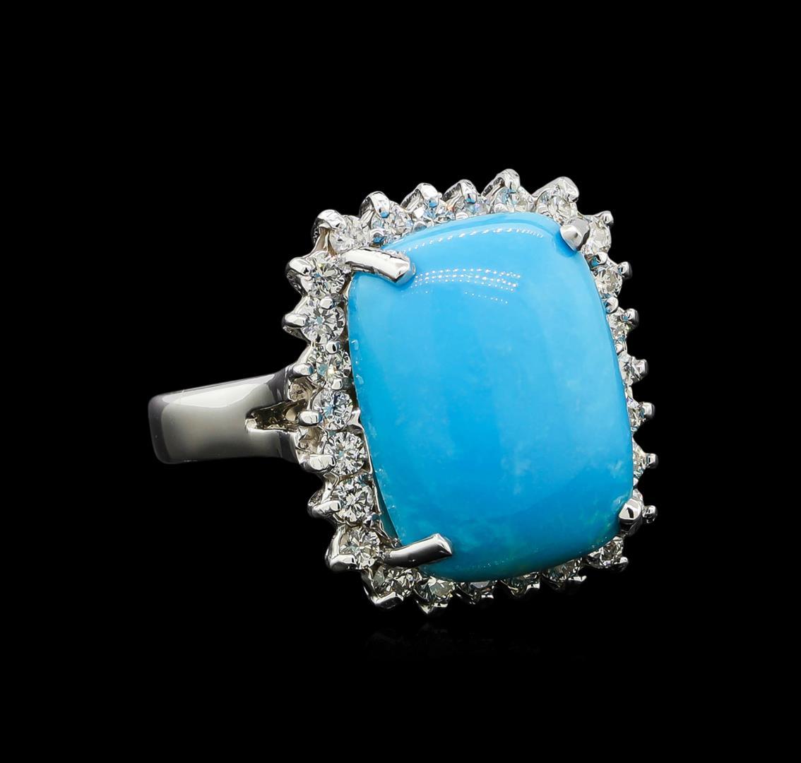 14KT White Gold 8.79 ctw Turquoise and Diamond Ring