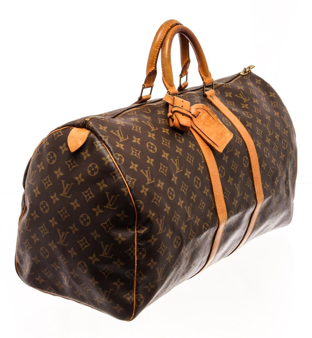 Louis Vuitton Brown Monogram Canvas Keepall 55 Travel Bag