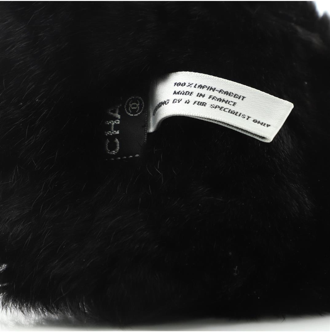 Chanel CC Wristband Lapin Fur Black