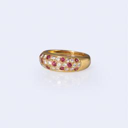 18K Yellow Gold Ruby & Diamond Ring