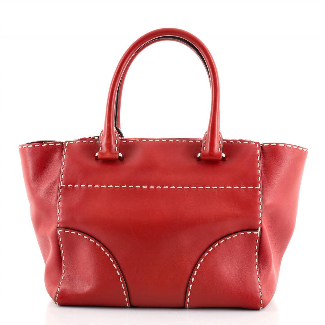 Prada Twin Pocket Tote Stitched City Calf Small