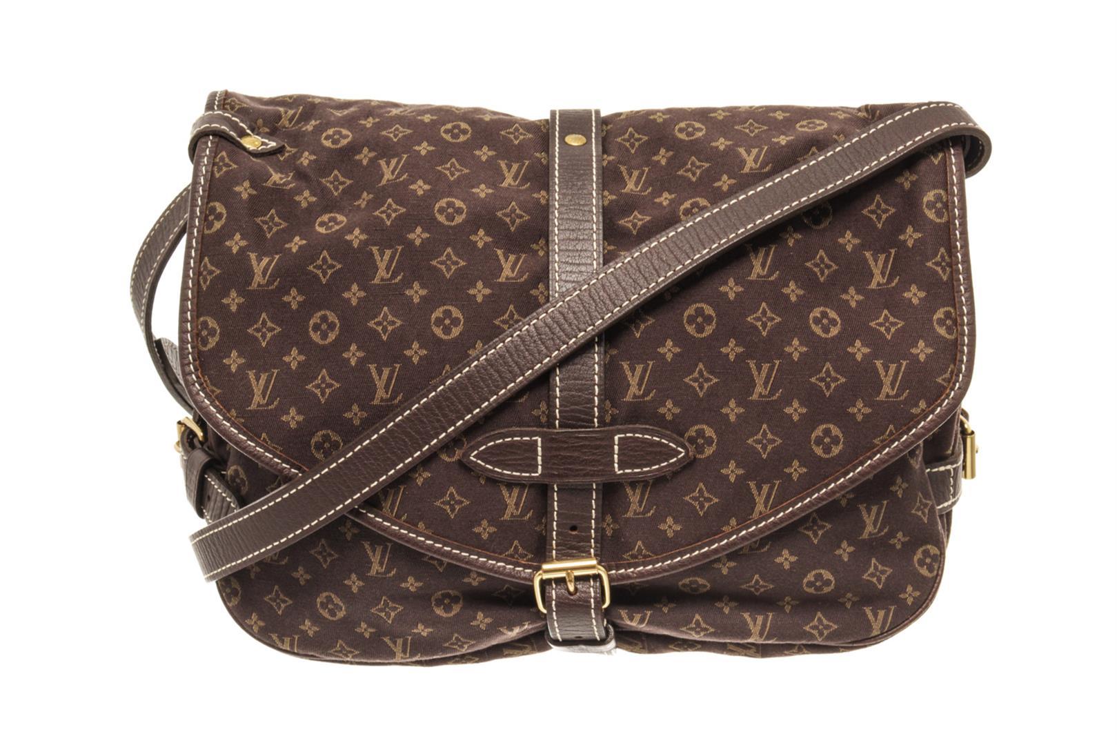 Louis Vuitton Brown Monogram Mini Lin Saumur 30 Ba