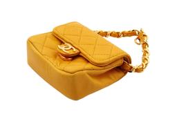 Chanel Yellow Quilted Leather Flap Micro Flap Bag