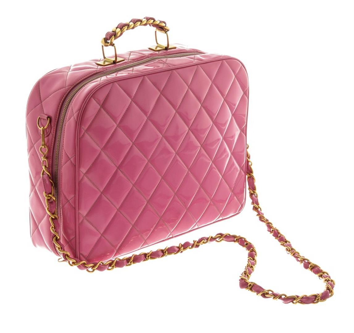 Chanel Pink Quilted Patent Leather 2-Way Bag