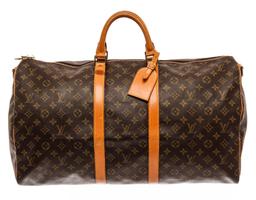 Louis Vuitton Brown Monogram Keepall Bandouliere 50 Travel Bag