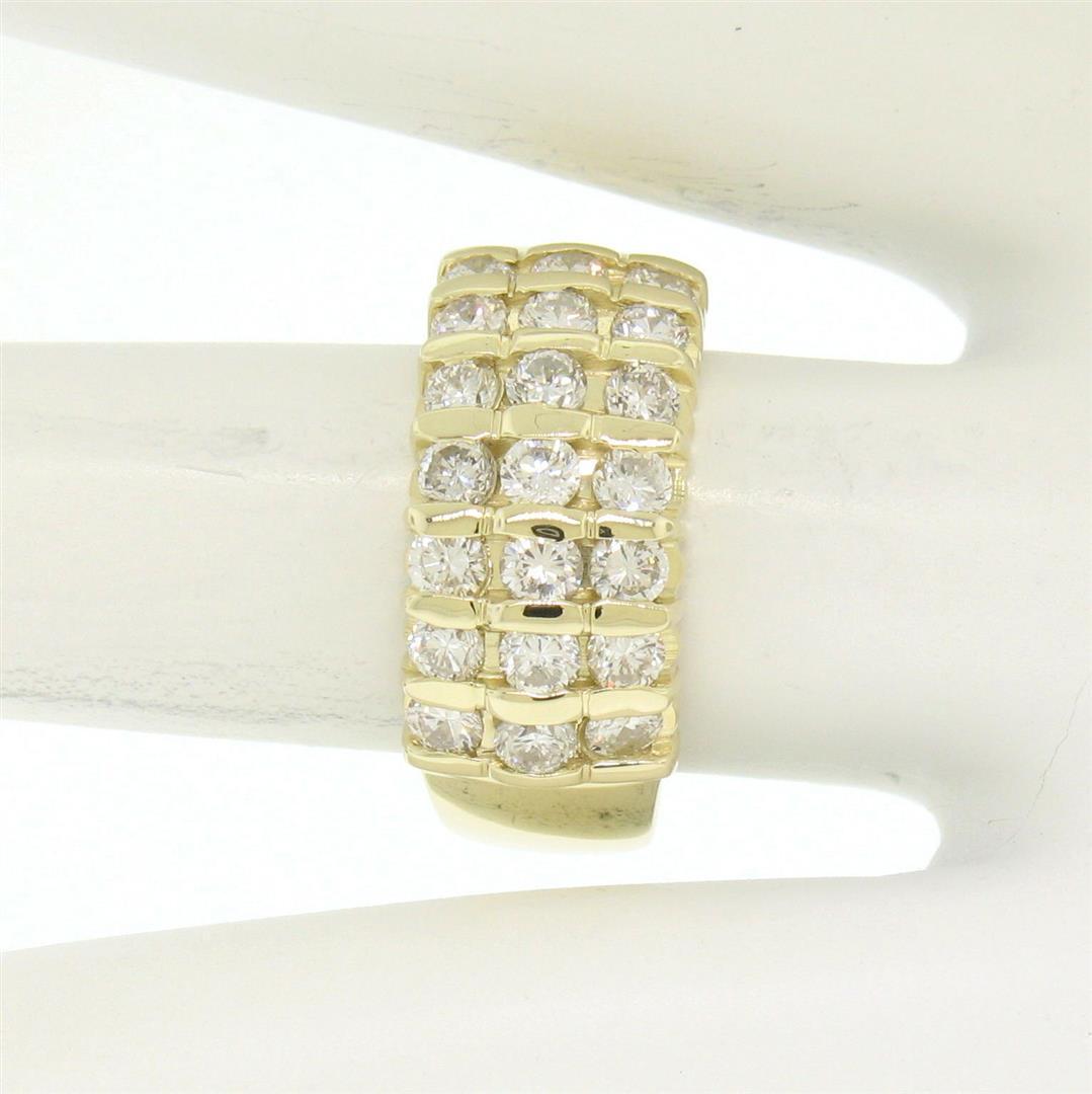 14k Yellow Gold 1.48 ctw Bar Set Round Diamond Wide Band Ring