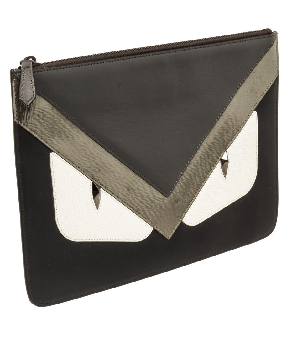 Fendi Black Leather Monster Pouch