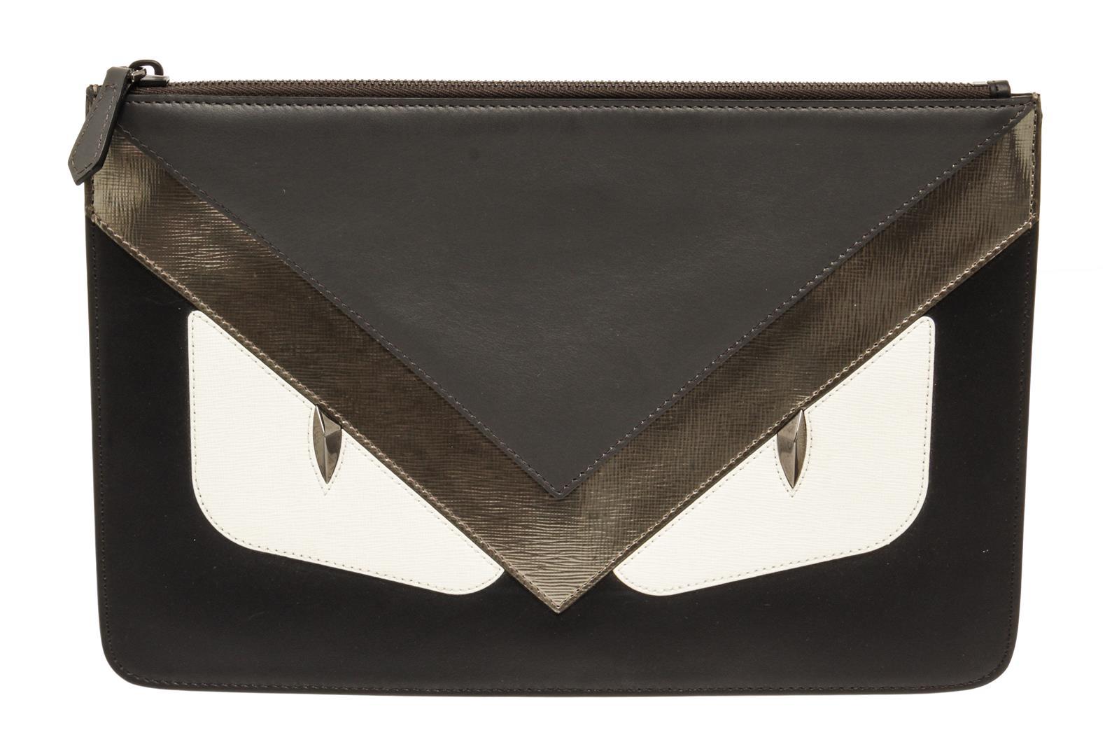 Fendi Black Leather Monster Pouch