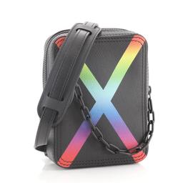 Louis Vuitton Danube Messenger Bag Rainbow Taiga Leather Black, Multicolor, Prin