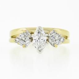 14K TT Gold 0.70 ctw Marquise Diamond Solitaire Engagement Custom Wedding Ring S