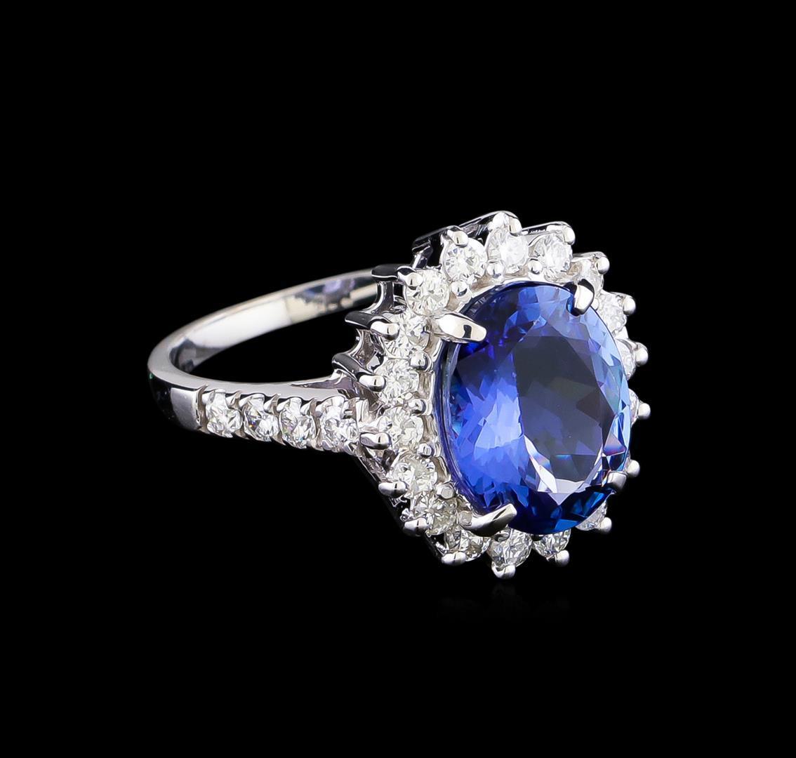 3.40 ctw Tanzanite and Diamond Ring - 14KT White Gold