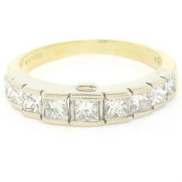 18K TT Gold 2.21 ctw EGL Cert. Princess Cut Diamond Engagement & Wedding Ring Se