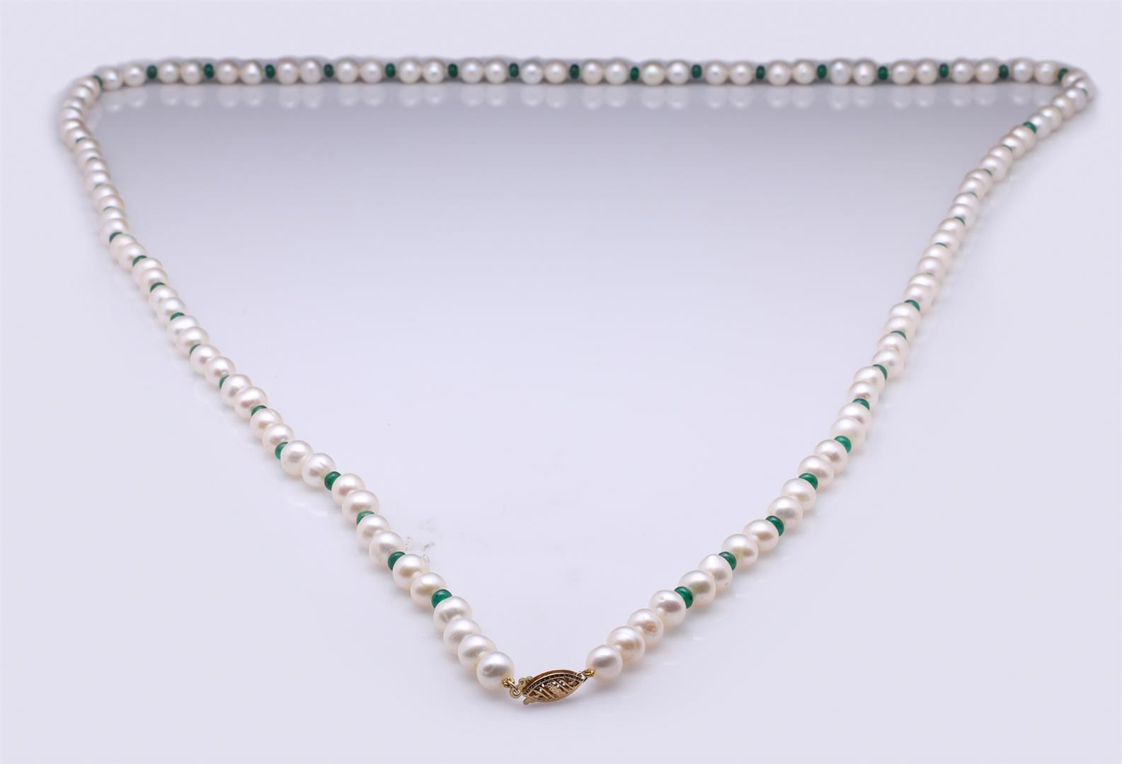 14K Gold, Pearl & Emerald Necklace