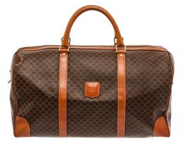 Celine Brown Leather Macadam Duffle Bag