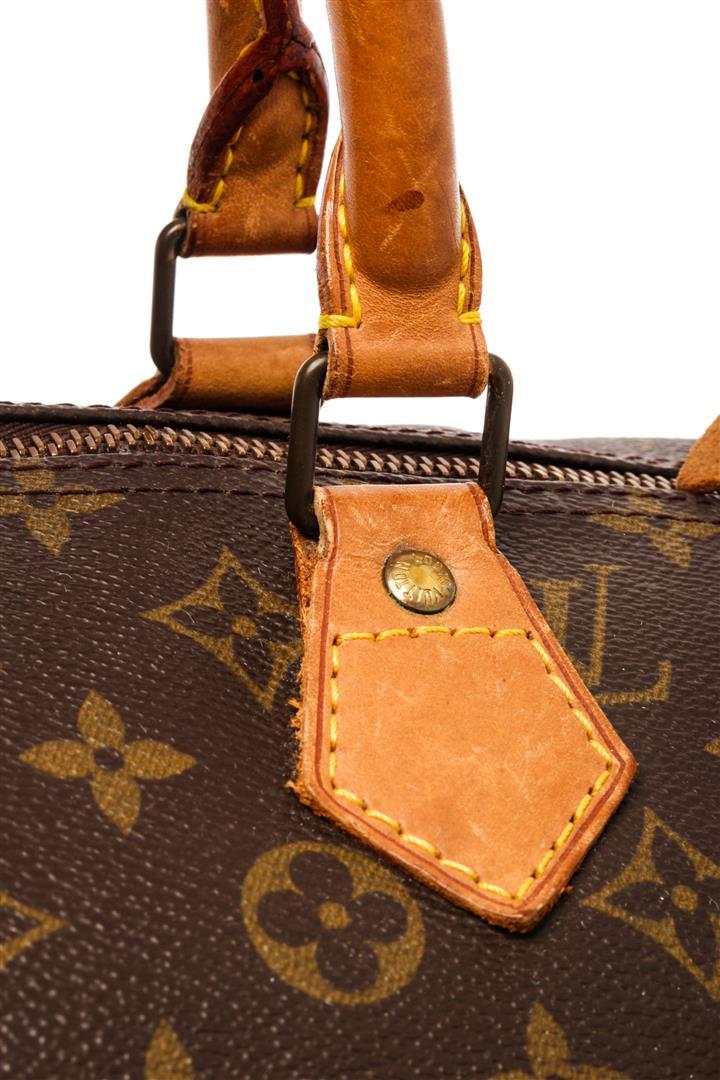 Louis Vuitton Brown Monogram Canvas Leather Speedy 40 Bag