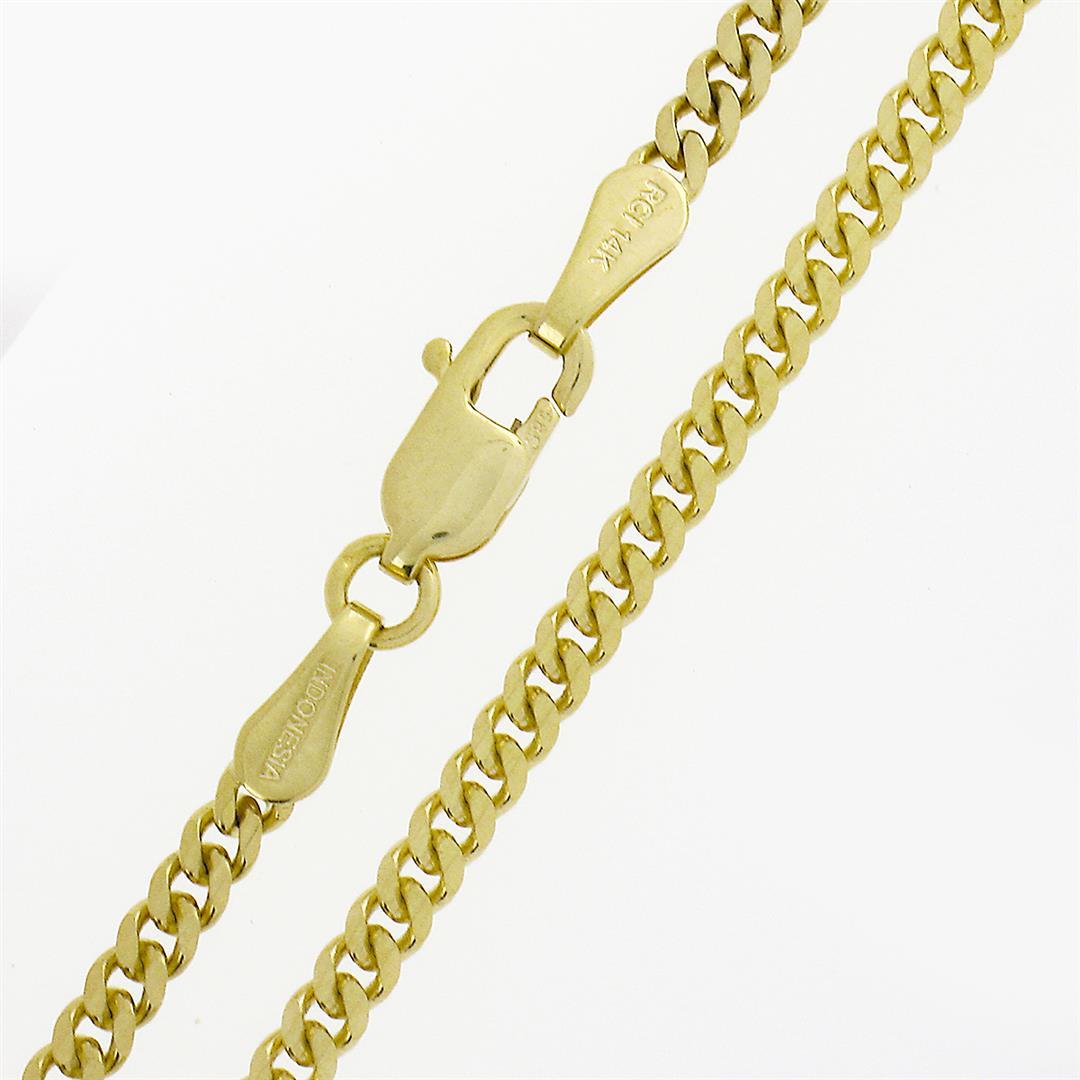 NEW Unisex Solid 14k Yellow Gold 22" Long 2.15mm Cuban Curb Link Chain Necklace