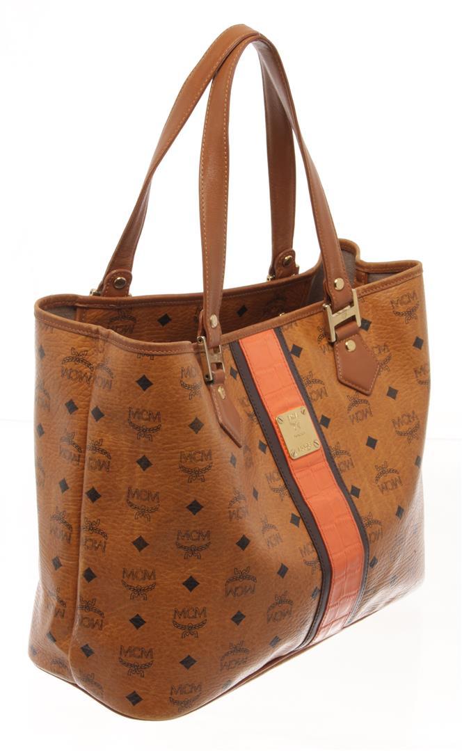 MCM Cognac Visetos Leather Shoulder Bag