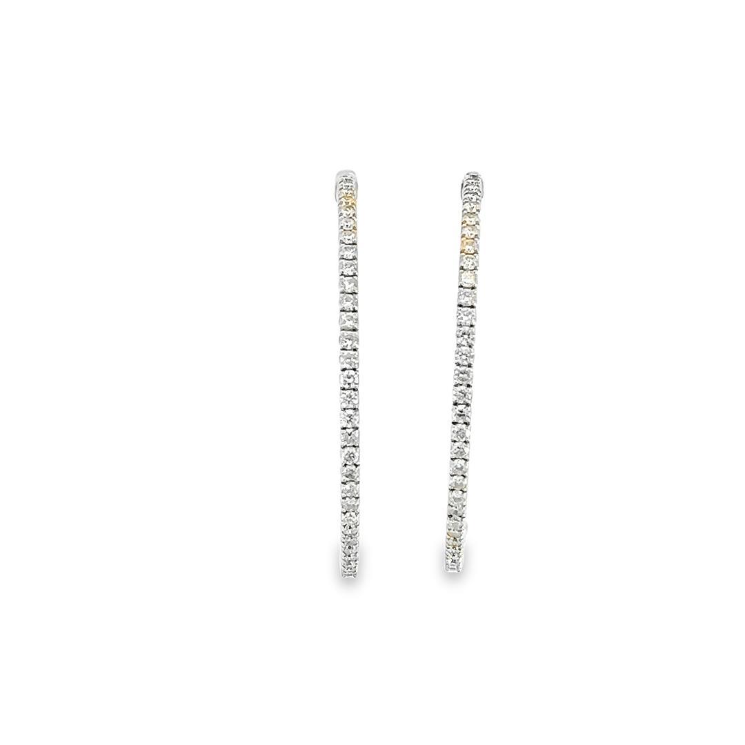 5.40 ctw Diamond Hoop Earrings - 14KT White Gold